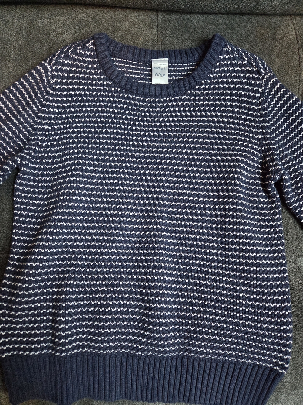 Classic Navy and White Striped Crewneck Sweater - Boys